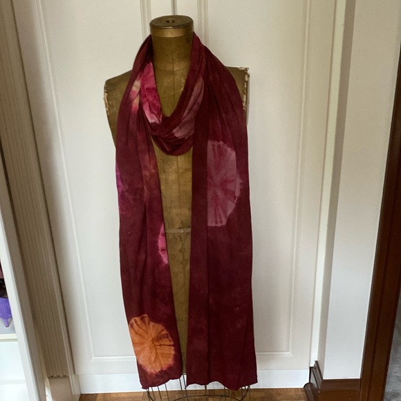 BNWOT Tie-Dye Scarf - Burgundy and Orange - Picture 6 of 6